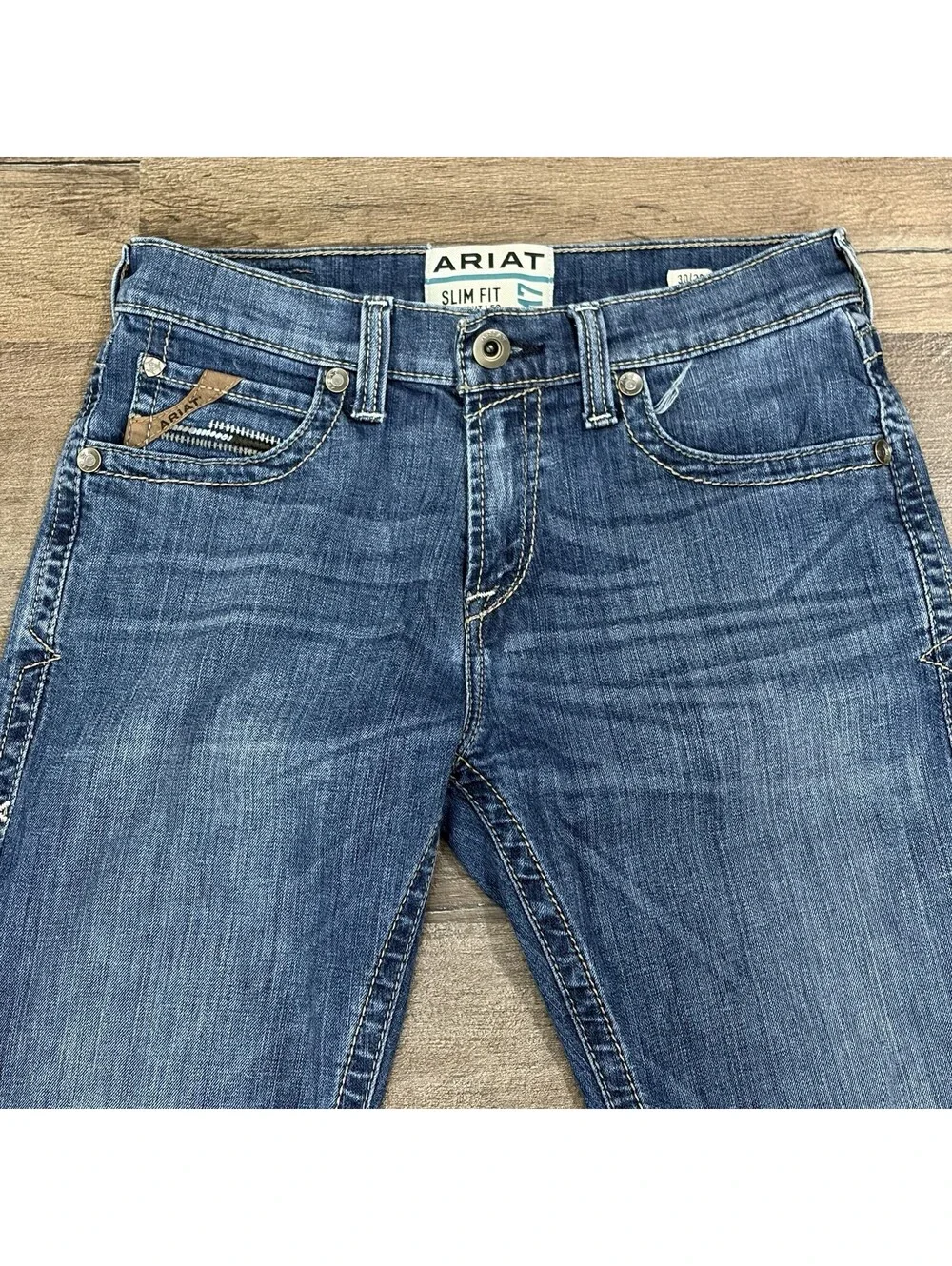 Ariat Men’s 30x32 M7 Slim Fit Straight Leg Jeans Blue Denim Western Cowboy